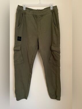 Kappa Men's Olive Green Cargo Joggers with Side Pockets